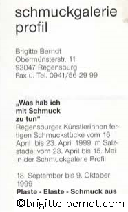 Ausstellung Was hab ich mit Schmuck zu tun Regensburg Ausstellungen April 1999