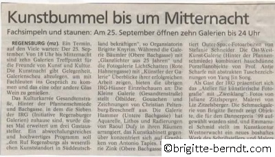 Ausstellung Danner Preisträger Mittelbayerische Zeitung September 1999