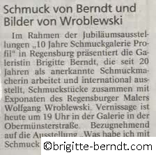 Ausstellung Was habe ich mit Schmuck zu tun Volume 2 Mittelbayische Zeitung Oktober 2002