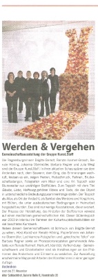 Ausstellung AnDenken Gruppe Kunst.Stoff Schlachthof Straubing Kulturjournal Oktober 2011