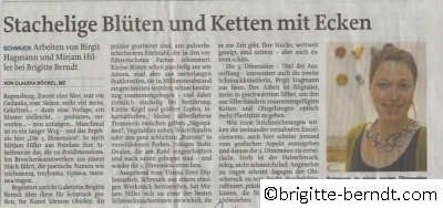 Ausstellung Hagmann Hiller Mittelbayerische Zeitung September 2012