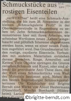 Ausstellung verWertbar Mittelbayerische Zeitung Oktober 1994