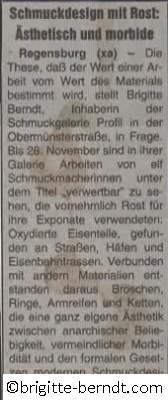 Ausstellung verWertbar Wochenblatt Oktober 1994