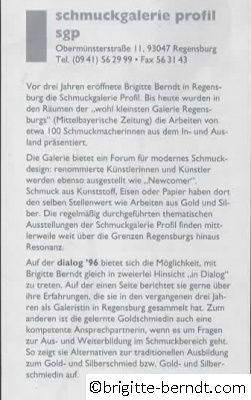 Messe Frau und Beruf in Ostbayern Dialog 96 Regensburg Pressemitteilung 1996