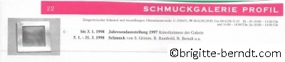 Ausstellung Schmuck Ausstellungskalender Regensburg 1998